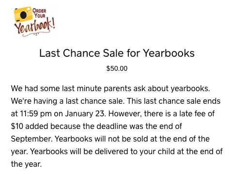  Yearbook Sales: Last chance!